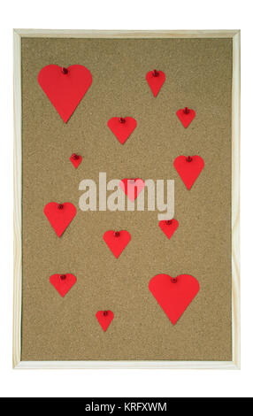 tableau à broches avec plusieurs cœurs de différentes tailles Banque D'Images