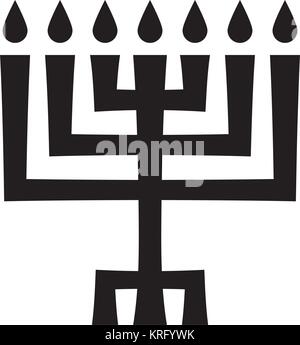 L'hébreu ancien menorah (chandelier à sept), candélabre sacré avec sept lampes, utilisées dans le Temple de Jérusalem. Symbole religieux du judaïsme. Illustration de Vecteur