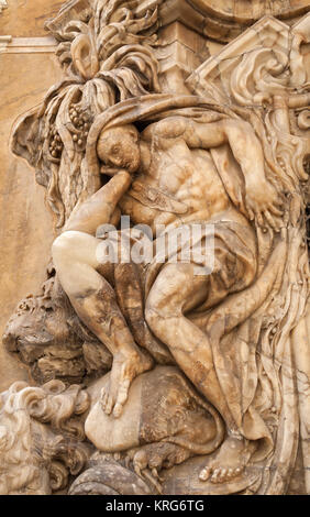 Sculpture sur la porte avant du Palacio del Marqués de Dos Aguas à Valence, Espagne Banque D'Images