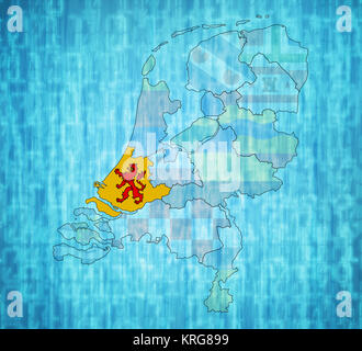 South Holland sur une carte de provinces des Pays-Bas Banque D'Images