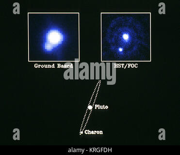 Pluton et Charon (Télescope spatial Hubble et faible) de l'appareil photo de l'objet Banque D'Images