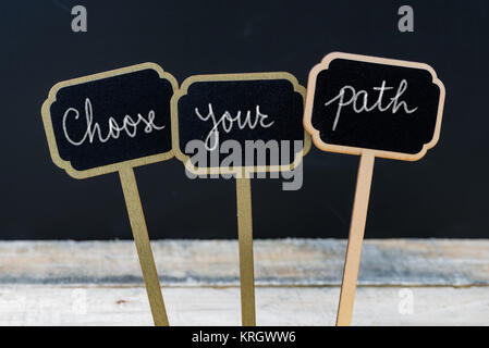 Choisissez votre message de motivation écrite à la craie Chemin Banque D'Images