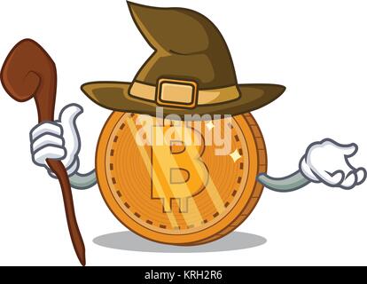 Cartoon caractères monnaie bitcoin sorcière Illustration de Vecteur