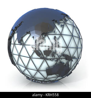 Illustration de style polygonal globe de la terre, de l'Asie et Océanie afficher Banque D'Images