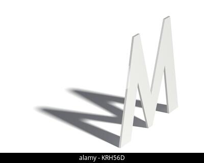 Ombre portée font. Lettre M. 3D Banque D'Images