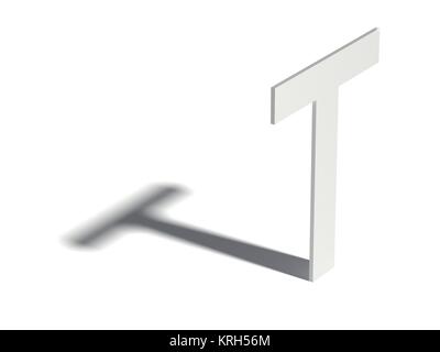Ombre portée font. Lettre 3D T. Banque D'Images