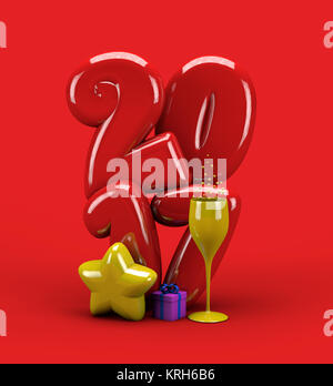 Illustration 3d nouvelle année 2017 balloon typographie Banque D'Images