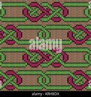 Vectoriel continu tricoté modèle similaire à chaînes entrelacées comme une texture de tissu Illustration de Vecteur