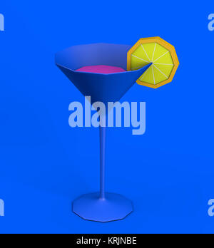 3d illustration de mat de verre à cocktail martini sur fond bleu Banque D'Images