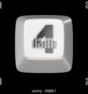 Clavier de l'ordinateur clé numéro quatre 4 3D Banque D'Images