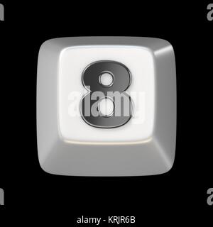 Clavier de l'ordinateur clé numéro 8 8 3D Banque D'Images