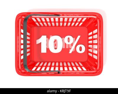 10  % de rabais en tag panier rouge. 3D Banque D'Images