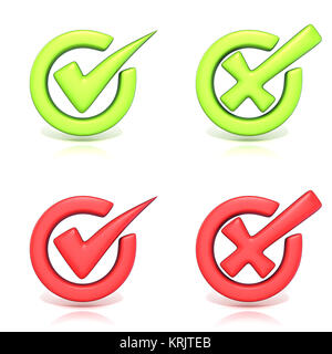 Des marques correctes et incorrectes en cercle. 3D Banque D'Images