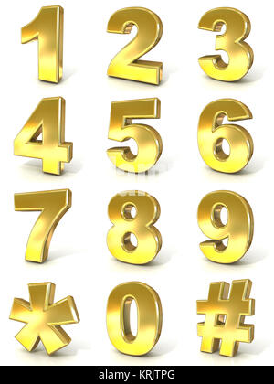 Collecte des chiffres, 0 - 9, plus hashtag et Asterisk. 3D Banque D'Images