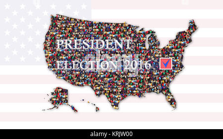 Message au sujet de l'élection présidentielle 2016 avec carte des USA Banque D'Images