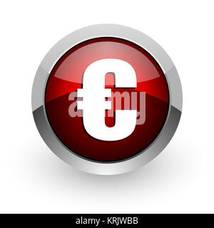 Cercle rouge brillant euro web icône Banque D'Images