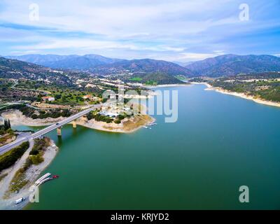 Vue aérienne du barrage de Germasogeia, Limassol, Chypre Banque D'Images