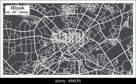 Le Bélarus Minsk Carte en style rétro. Vector Illustration. Une carte de Noël. Illustration de Vecteur