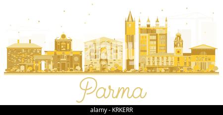 Parma Italie Ville skyline silhouette d'or. Vector illustration. Concept simple pour le tourisme présentation, bannière, un placard ou un site web. La ville de Parme Illustration de Vecteur