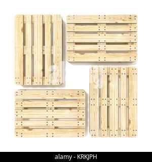 Euro palettes en bois. Vue d'en haut. 3D Banque D'Images