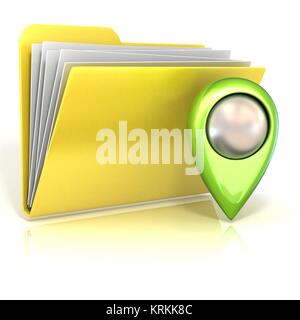 Pointeur de carte et l'icône du dossier. 3D Banque D'Images