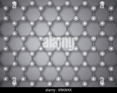 La structure de la couche de graphène, vue du dessus. Treillis hexagonal d'atomes de carbone. 3d illustration Banque D'Images