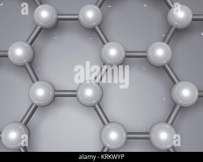 Couche de graphène, fragment moléculaire schéma modèle, maille hexagonale faite d'atomes de carbone. 3d illustration Banque D'Images