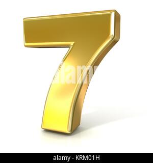 Collecte des chiffres, 7 - sept. Signe d'or 3D Banque D'Images