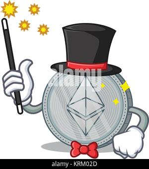 Cartoon caractères pièce Ethereum magicien Illustration de Vecteur