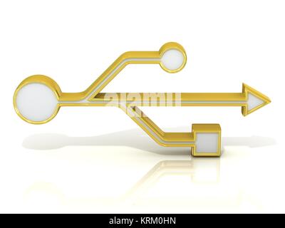 3D USB signe d'or Banque D'Images