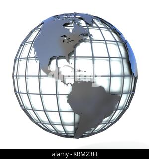 Illustration de style polygonal, globe de la terre vue de l'Amérique Banque D'Images