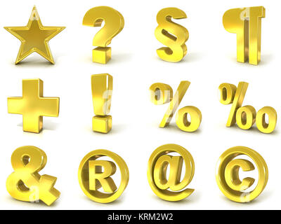 Golden 3D des signes et symboles Banque D'Images