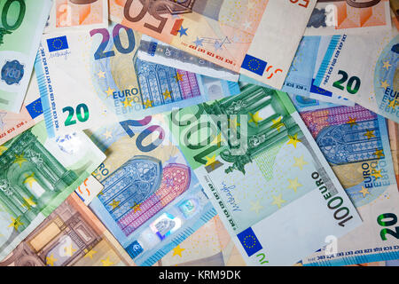 Euro argent,billets de banque Banque D'Images