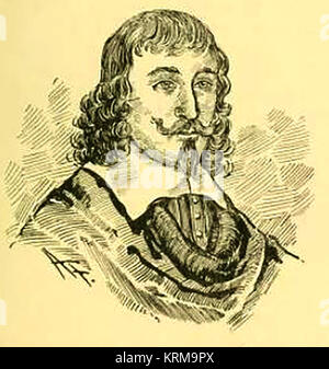 Un portrait de John Shelton aka Thomas Shelton 17e siècle sténographe et professeur d'écriture sténographique (court) à Londres - son système était utilisé par Samuel Pepys Isaac Newton et président des États-Unis Thomas Jefferson. Son livre Tachygraphie est devenu un classique dans son domaine. Banque D'Images