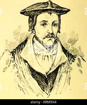 Un portrait de John Jewell (ou Jewel) 1522-1571. Devonshire né évêque anglican de Salisbury Royaume-uni vicaire de South Hinksey, Oxfordshire et vif de l'écriture abrégée de l'utilisateur. Il était notaire à l'archevêque Thomas Cranmer et Nicholas Ridley , évêque de Londres. Banque D'Images