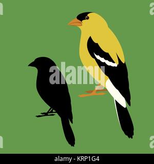 Bunting bird illustration vecteur silhouette Vue de profil style plat Illustration de Vecteur