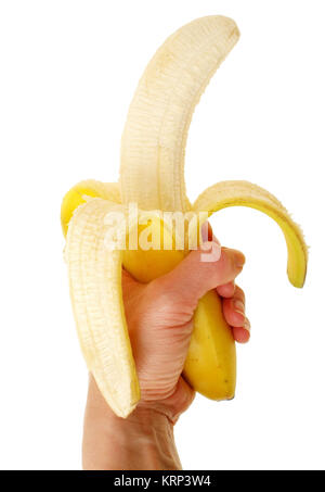 Geschaelte Banane in der Hand - Banane pelées à la main Banque D'Images