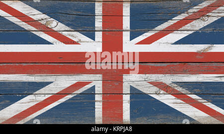 Old vintage UK drapeau britannique sur le bois blanc Banque D'Images
