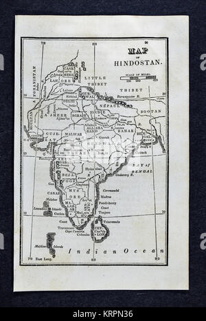 Nathan Hale 1830 Carte - Inde - Bombay Calcutta Delhi Goa Madras Népal Tibet Ceylan Banque D'Images