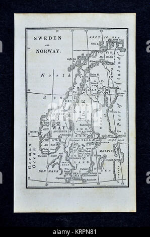 Nathan Hale 1830 Carte - Scandinavie - Suède Norvège Danemark Finlande Christiansand Oslo Stockholm Banque D'Images