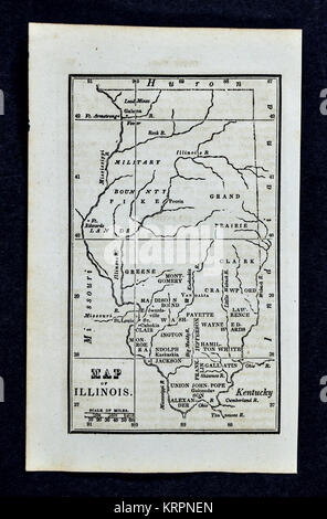 1830 Carte de Nathan Hale - Illinois - Kaskaskia Cahokia Vandalia Saint Louis Saint Louis - United States Banque D'Images