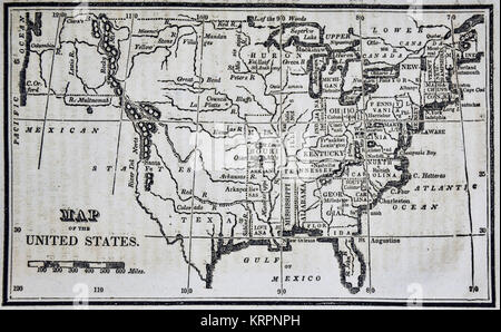 Nathan Hale 1830 Carte des États-Unis d'Amérique montrant 24 membres et l'ouest du Missouri Territoire Banque D'Images