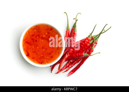 Piment rouge et la sauce chili. Banque D'Images