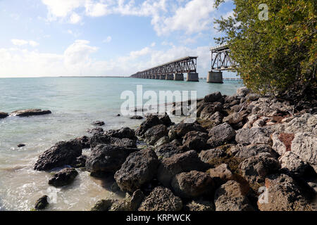 Vieux pont de chemin de fer, Honda Bahia Bahia Honda Key, FL, USA Banque D'Images