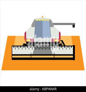 Moissonneuse-batteuse moderne rouge sur fond blanc Illustration de Vecteur