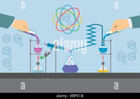Laboratoire de chimie télévision infographie illustration vectorielle des éléments. Illustration de Vecteur