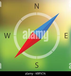 Vector Illustration - Icône de la boussole sur un arrière-plan flou Illustration de Vecteur