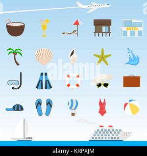 Série de télévision vector travel and tourism icons. Illustration de Vecteur