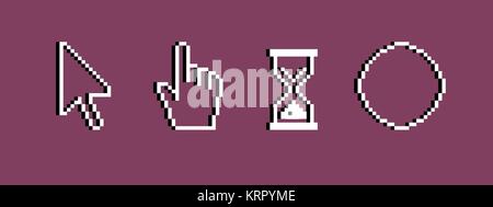 Série de curseurs de souris blanche pixels définie. Pointeurs de souris Retro illustration Illustration de Vecteur