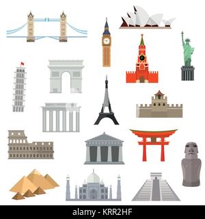 Pays du monde logo vector modèle. L'architecture, l'icône du repère ou un monument. Illustration de Vecteur